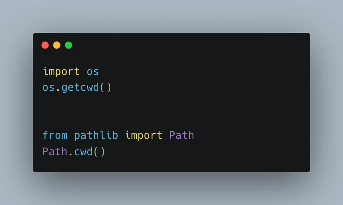 Thumbnail showing comparison between os.path module and pathlib module for getting the current working directory