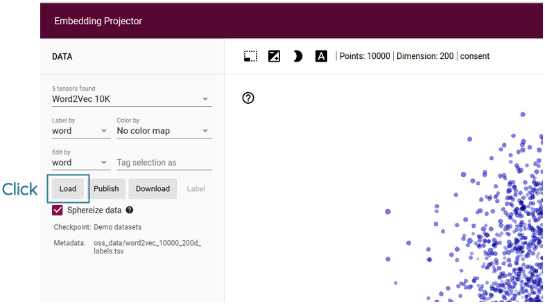 Loading file in embedding projector