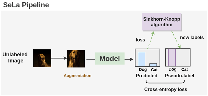 Thumbnail showing the overall pipeline for the Self-Labelling method for representation learning