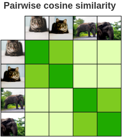 Pairwise cosine similarity between 4 images
